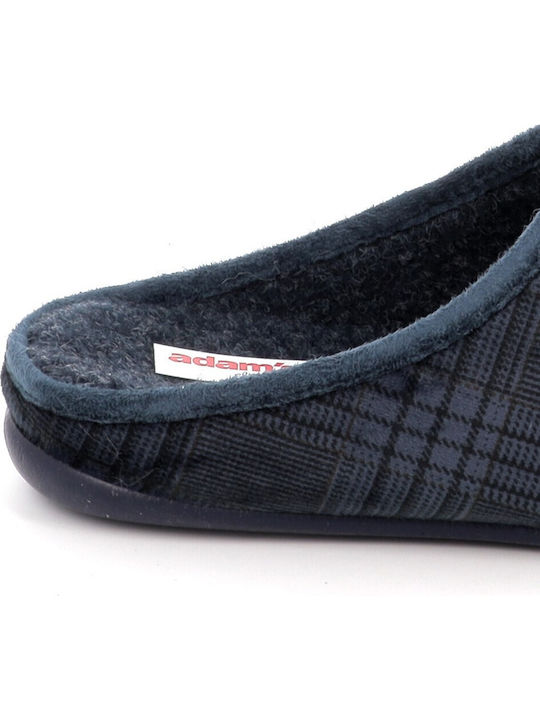 Men's Leather Printed Slippers Blue
