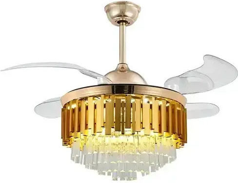 Crystal Chandelier Ceiling Fan Indoor Spaces 42″ Remote Control 72w Fan-y002 Gold