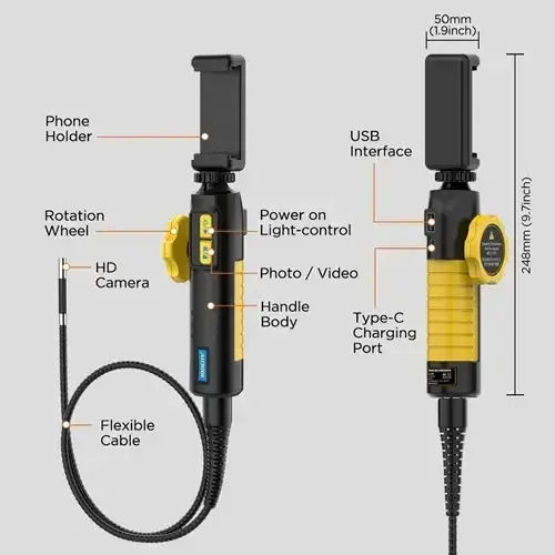 Autool Endoscope Camera 1920x1080 pixels for Mobile with 1m Cable
