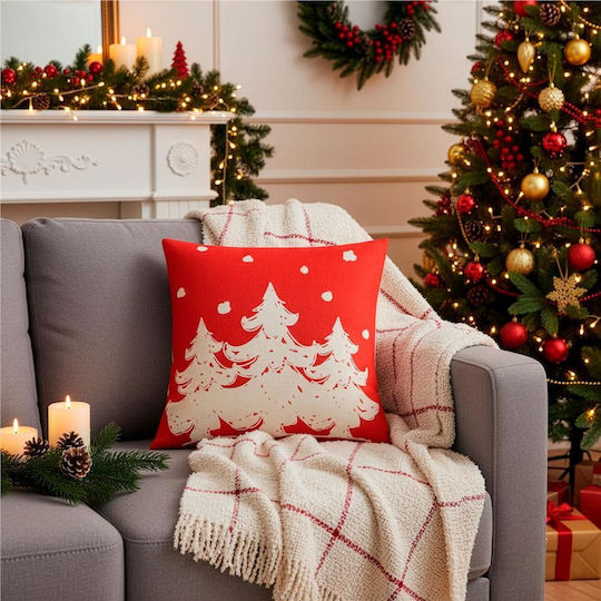 Set 4 Decorative Pillow Covers 40x40 Cm Christmas Motifs Red White