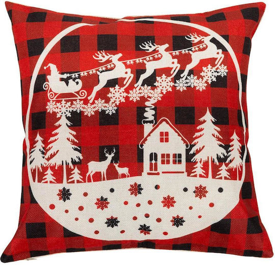 Set 4 Decorative Pillow Covers 40x40 Cm Christmas Motifs White Red