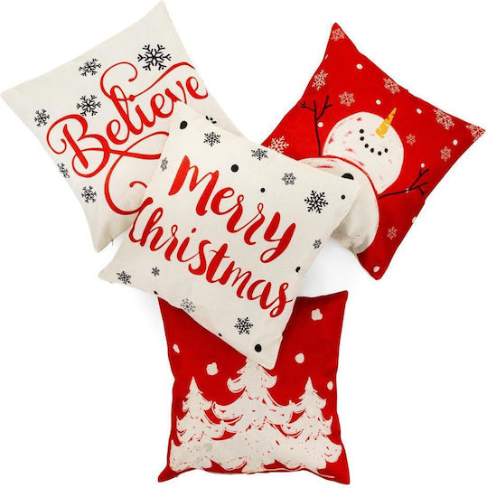 Set 4 Decorative Pillow Covers 40x40 Cm Christmas Motifs Red White