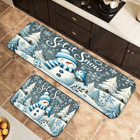 Set 2 Stück Rutschfeste Küchenmatten 160x50cm & 80x50cm Noel-018 Set 2 Stück Rutschfeste Küchenmatten 160x50cm & 80x50cm Noel-018