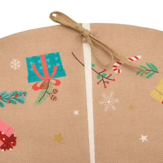 Weihnachtsbaumrock aus Polyester Beige Ψάθινη Φ90εκ.