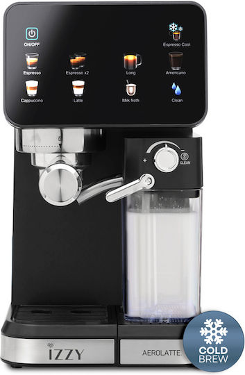 Izzy IZ-6020 Espresso Machine 1450W 20bar Pressure for Cappuccino Black 224795