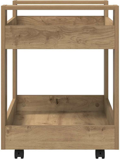 Cabinet De Birou Din Lemn Cu Roți Nuanță De Stejar Artisan 60x45x60cm
