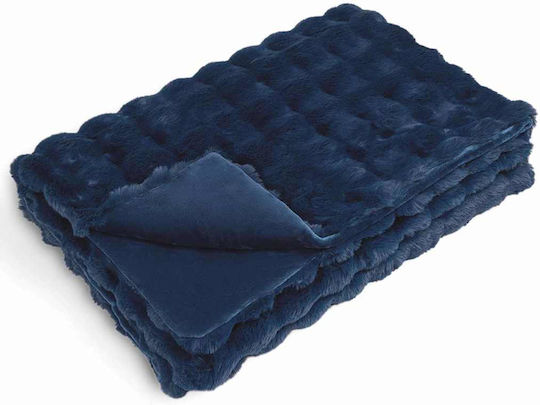 vidaXL Pelzige Couchdecke 130x150cm Hellblau