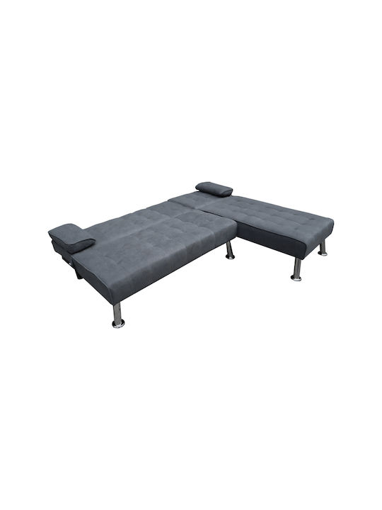 Brisk Corner Couch Bed with Reversible Angle Charcoal 200x146x75cm