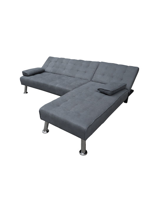 Brisk Corner Couch Bed with Reversible Angle Charcoal 200x146x75cm