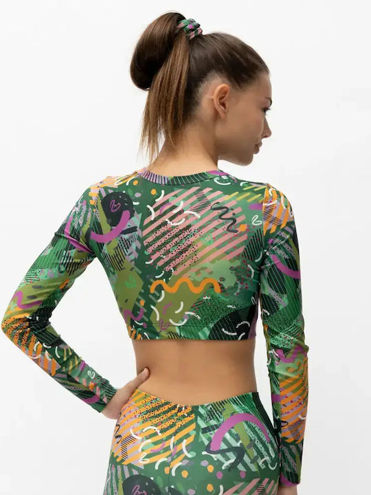 Kids' Crop Top Long Sleeve Green