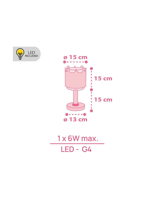 Ango Led Παιδικό Διακοσμητικό Φωτιστικό Little Queen Ροζ 30x15cm