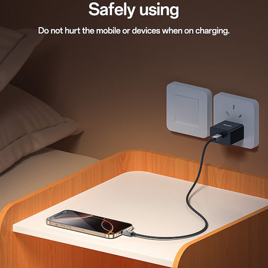 Yesido Regular USB 2.0 Cablu USB-C bărbătesc - USB-C 60W Negru 1.2m
