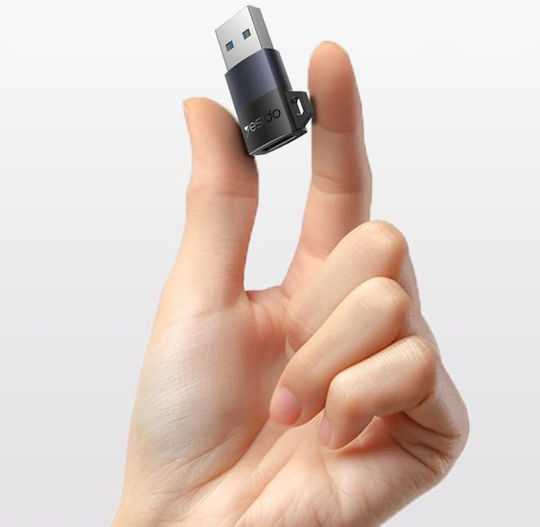 Yesido Μετατροπέας USB-A male σε USB-C male Γκρι 1τμχ