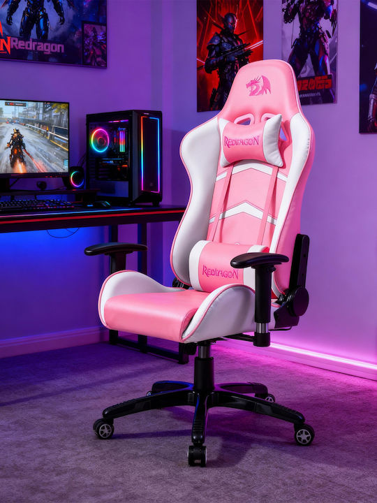 Redragon C326 Artificial Leather Gaming Chair with Adjustable Arms Pink
