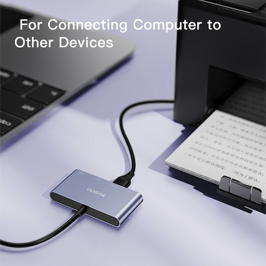 Yesido Hub 4 Θυρών USB 2.0 με σύνδεση USB-A Γκρι