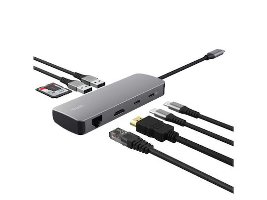 Trust DALYX USB-C Docking Station with HDMI Ethernet Silver