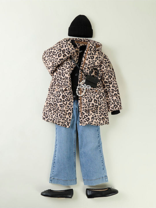Детско Ватирано Яке с Качулка Леопардов Принт Leopard Print