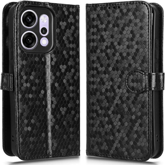 Oppo Reno 14 Wallet Rhombus Foldable Cover Mobile Phone Case Black