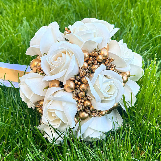 Buchet De Mireasă Trandafiri Săpun Stamine Perle