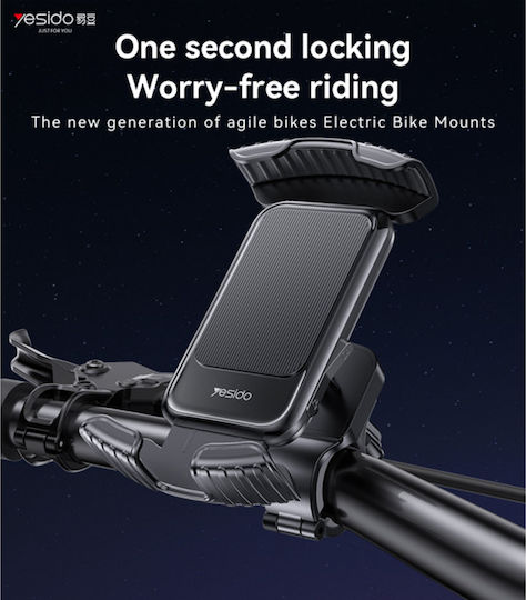 Yesido Bicycle Phone Holder 360 Rotation One-Touch Stabilization Locking 4.8-7.2'' Black C249
