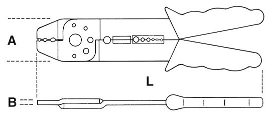 Beta 1602A Πρέσα Ακροδεκτών Διατομής 0.5 - 6mm² με Απογυμνωτή (Μήκος 220mm)
