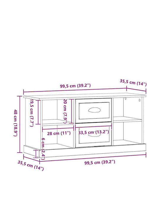 Έπιπλο Τηλεόρασης Μαύρη Οξυά Μ99.5xΠ35.5xΥ48cm