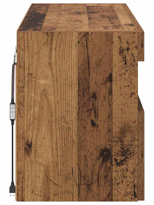 TV Stand with LED Lighting Old Wood M100xD30xH40cm