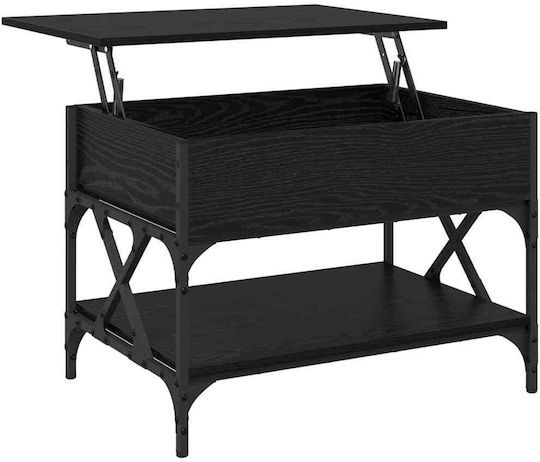 Rectangular Side Table Made of Solid Wood with Lifting Mechanism Black Beech W70xL50xH50cm