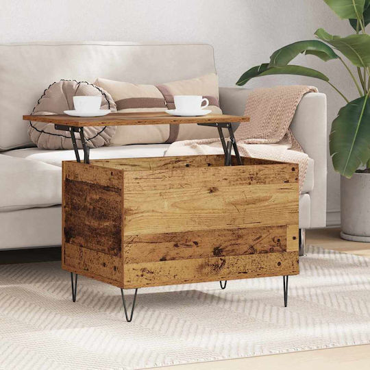 vidaXL Beistelltisch Rechteckig Holz mit Hebemechanismus Alt Holz M60xL44,5xH45cm