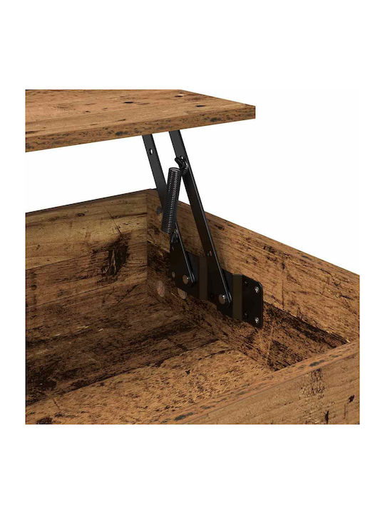 Rectangular Side Wooden Coffee Table with Lifting Mechanism Old Wood W70xL50xH50cm