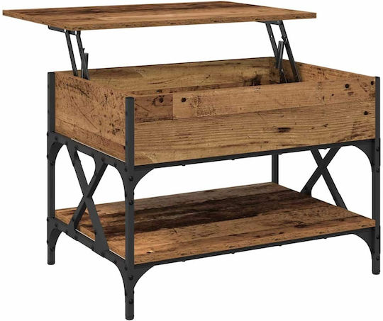 Rectangular Side Wooden Coffee Table with Lifting Mechanism Old Wood W70xL50xH50cm