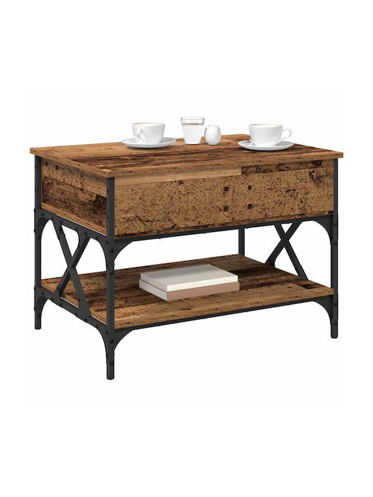 Rectangular Side Wooden Coffee Table with Lifting Mechanism Old Wood W70xL50xH50cm