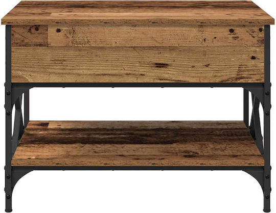 Rectangular Side Wooden Coffee Table with Lifting Mechanism Old Wood W70xL50xH50cm