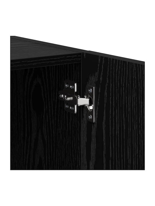 Wooden Bedside Table with Metal Legs Black 50x40x40cm