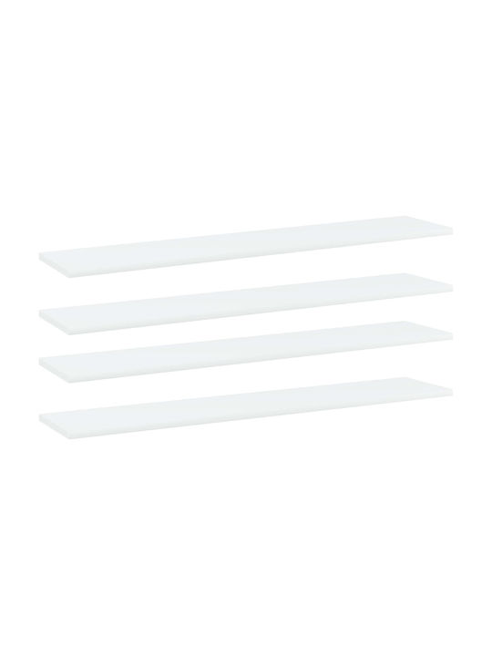 vidaXL Rectangular Bookcase Shelf made of Particleboard in White Color 100x20x1.5cm 805378 4pcs
