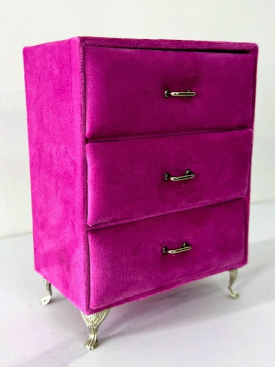 Velve Casetă Pentru Bijuterii Cu Sertar Fuchsia 20x15cm