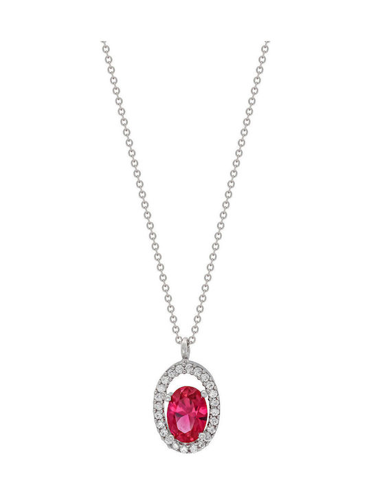 Kiriakos Gofas Necklace Solitaire Made of 9 K Red White Gold