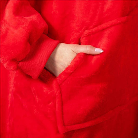 Pătură Fleece Cu Mâneci 82x88cm Roșu