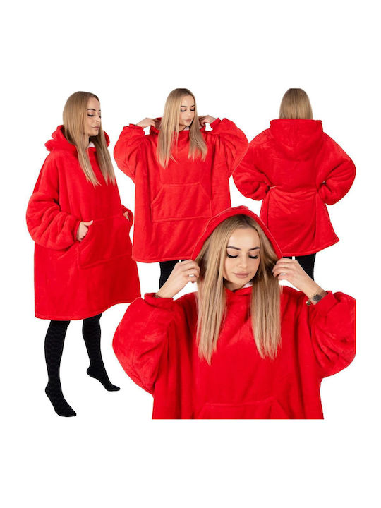 Κουβέρτα Fleece με Μανίκια 82x88εκ. Red