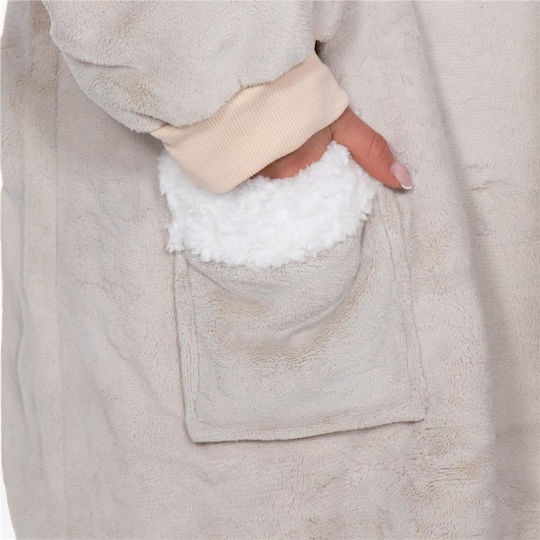 Pătură Polar Fleece Cu Mâneci 77x90cm Gri