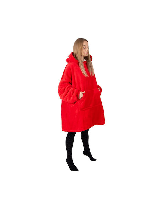 Κουβέρτα Fleece με Μανίκια 82x88εκ. Red