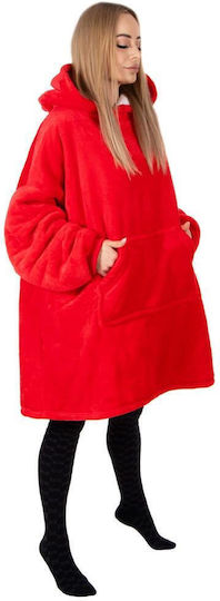 Pătură Fleece Cu Mâneci 82x88cm Roșu