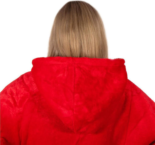 Pătură Fleece Cu Mâneci 82x88cm Roșu