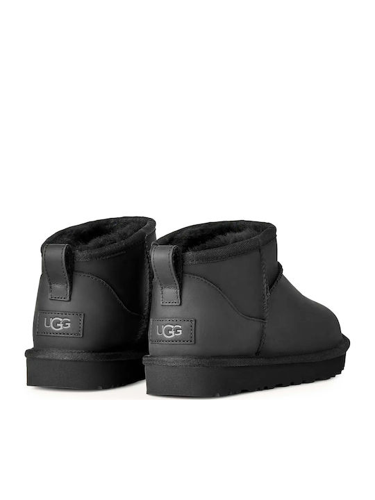 Classic Ultra Mini Leder Stiefeletten Damen Schwarz
