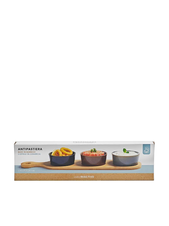 Gusto Casa Ceramic Dessert Tower Stand 3 Slots with Base Blue Ø10xH1cm W43xL11xH1cm