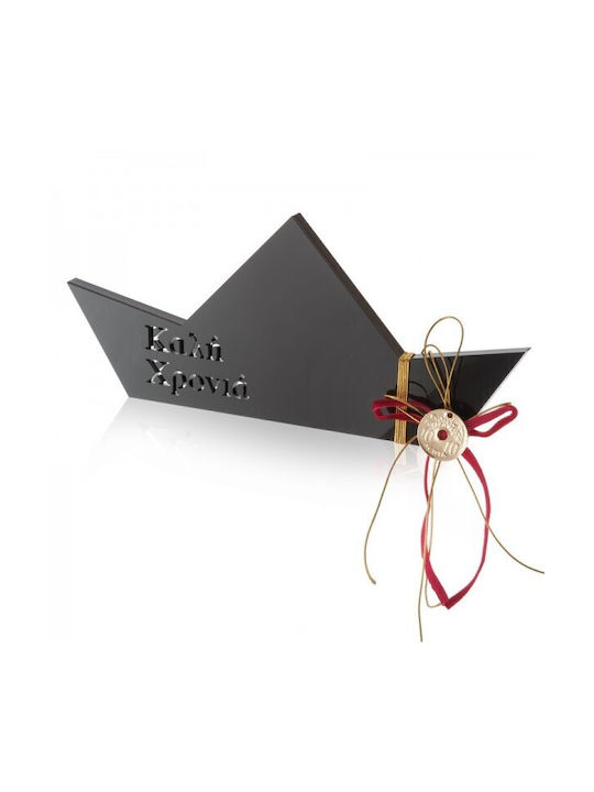 Parisis Tabletop Lucky Charm Boat Black made of Plexiglass 8.6x19.7cm 1pcs