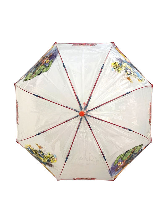 Kids Curved Handle Auto-Open Umbrella with Diameter 67cm Transparent