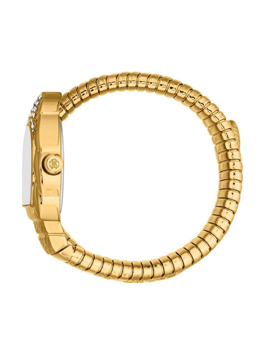 Roberto Cavalli Snake Crystals Women's Watch with Gold Metal Bracelet
