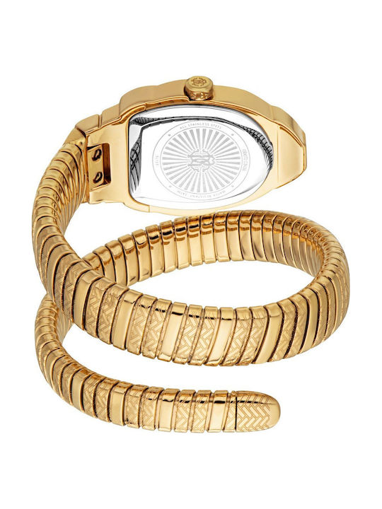 Roberto Cavalli Snake Crystals Women's Watch with Gold Metal Bracelet