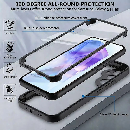 Techsuit ColorVerse 360 Vollschutz Silikon Schwarz Handyhülle für Xiaomi 15T Pro